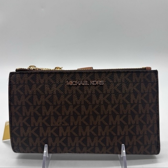 Michael Kors Lg Double Zip Wallet Wristlet & Trifold Wallet Brown | BUNDLE DEAL - Picture 7 of 13
